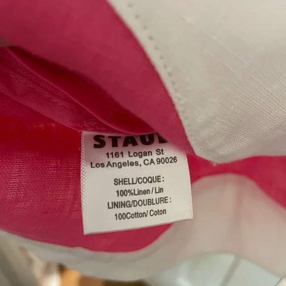 STAUD Renata Blossom Pink White Linen mini dress Extra Large XL - Picture 5 of 10